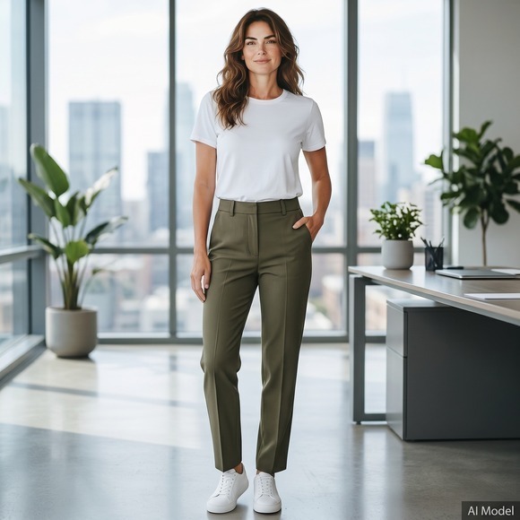 Diane Von Furstenberg Pants - DIANE VON FURSTENBERG Olive Green Pleated-Front Straight Leg‎ Crepe Pant Size 8